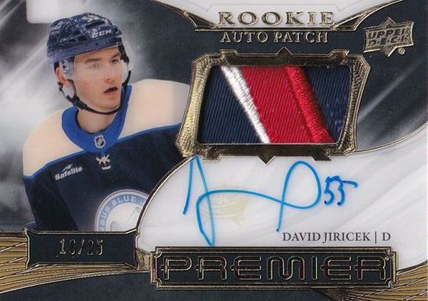 AUTO RC patch karta DAVID JIŘÍČEK 22-23 UD Premier Acetate Rookie Auto Patch Horizontal Gold /25